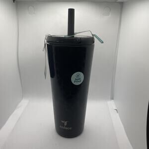 Reduce Halo 30 oz Tumbler Black Cheetah Spill-Proof Straw Flip Handle NWT